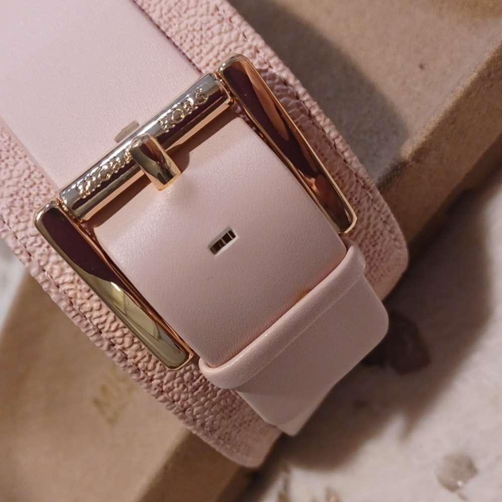 Michael Kors Blush Pink Mylah MK Signature Print Slide Sandals NEW SZ 6.5 - Picture 7 of 14